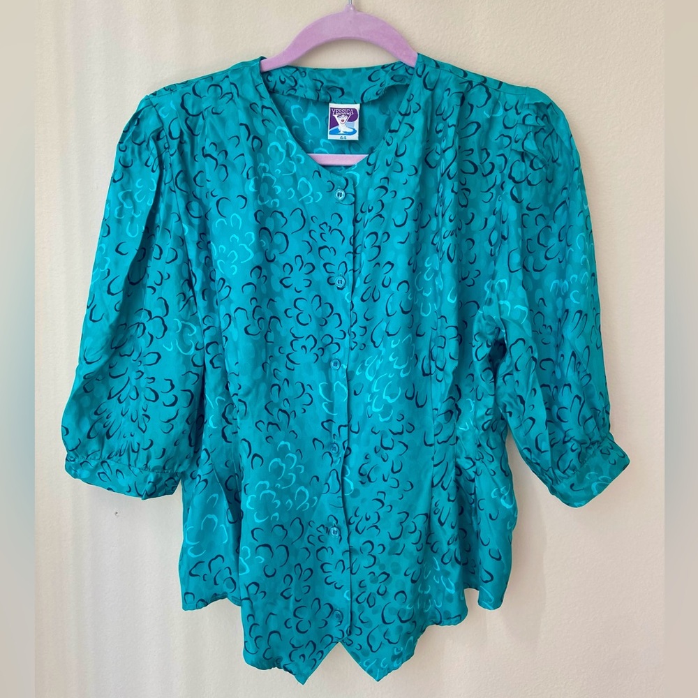Vintage Silk Puff Sleeve Secretary Blouse